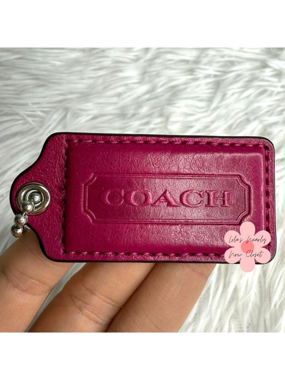 2" COACH Fuchsia  Fob Bag Charm Hang tag Hangtag